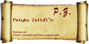 Petyko Zoltán névjegykártya