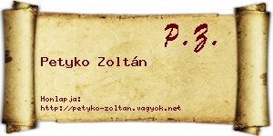 Petyko Zoltán névjegykártya